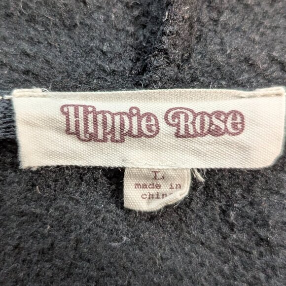 Hippie Rose Size *Large (Runs Small) Black Sleeveless Zippered Hoodie - Picture 6 of 10